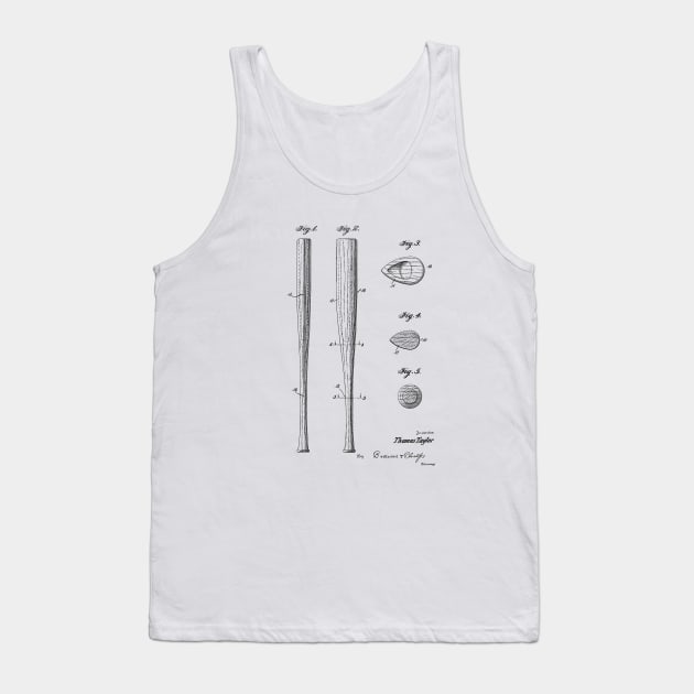 Baseball Bat Vintage Patent Hand Drawing Tank Top by TheYoungDesigns